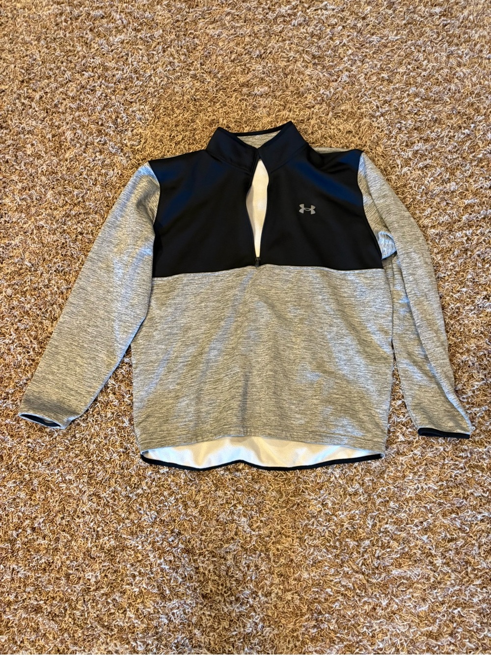 Under Armour Grey and Black Kids' Quarter-Zip Pullover